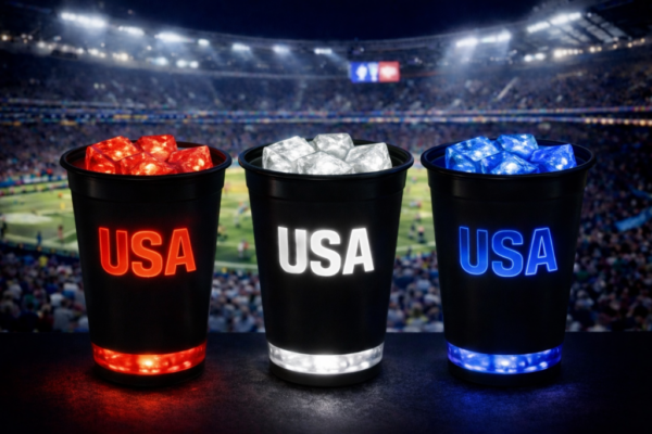 USA blackout cups with ice cubes and open bottom USA blackout cups with ice cubes and open bottom